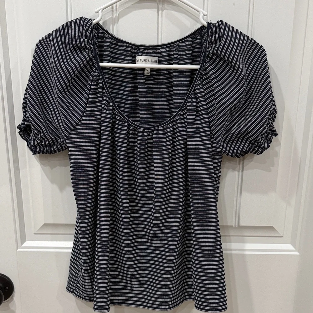 NWOT Madewell Navy and White Striped Top